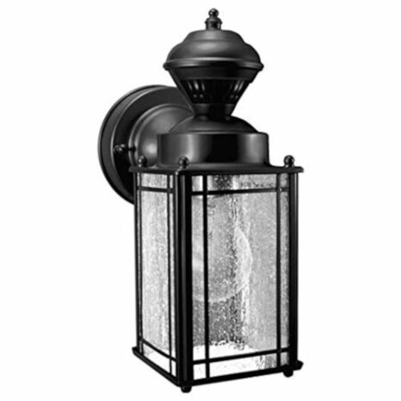 Heath-Zenith Black Motion-Sensing Incandescent Wall Lantern HZ-4135-BK